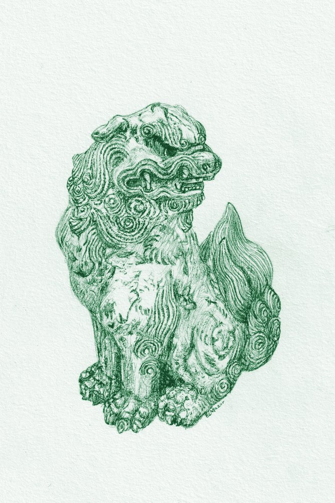 Guardián Foo Dog verde de EC Mazur