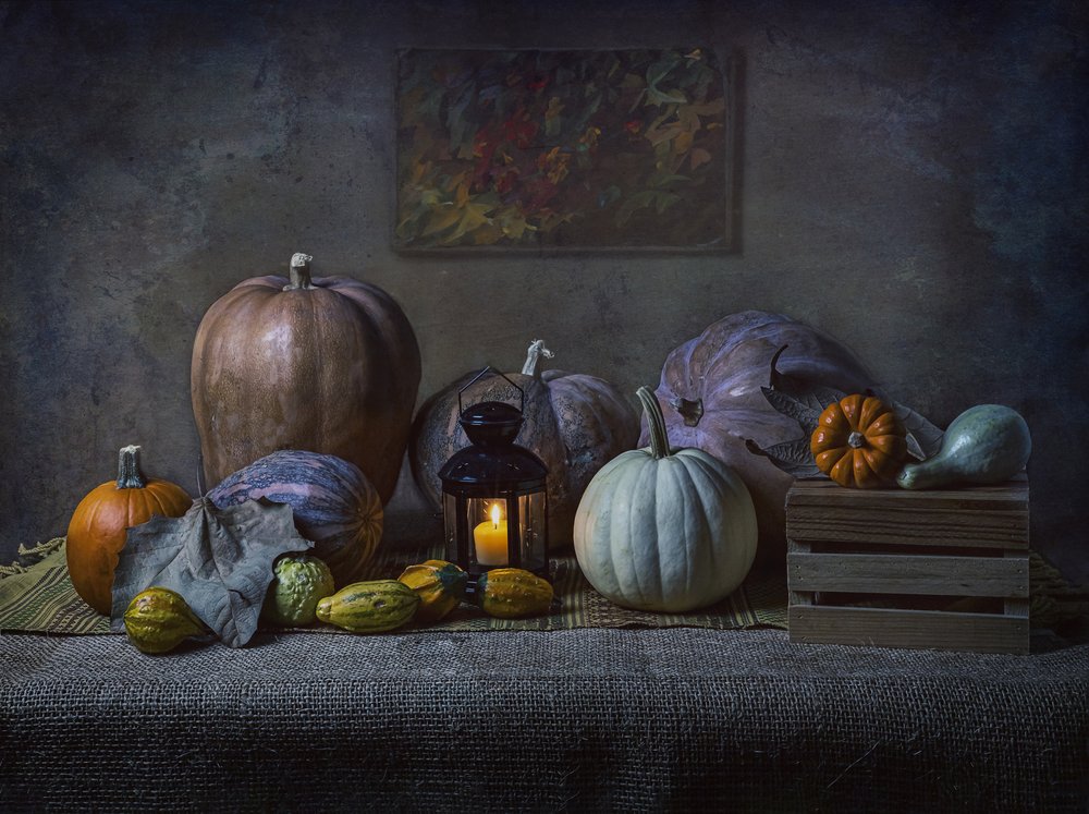 Calabazas de la cosecha de otoño de Esteban Rios