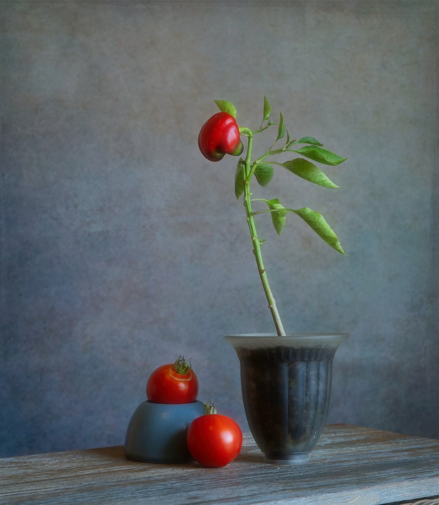 Naturaleza muerta con pimiento rojo de Fangping Zhou