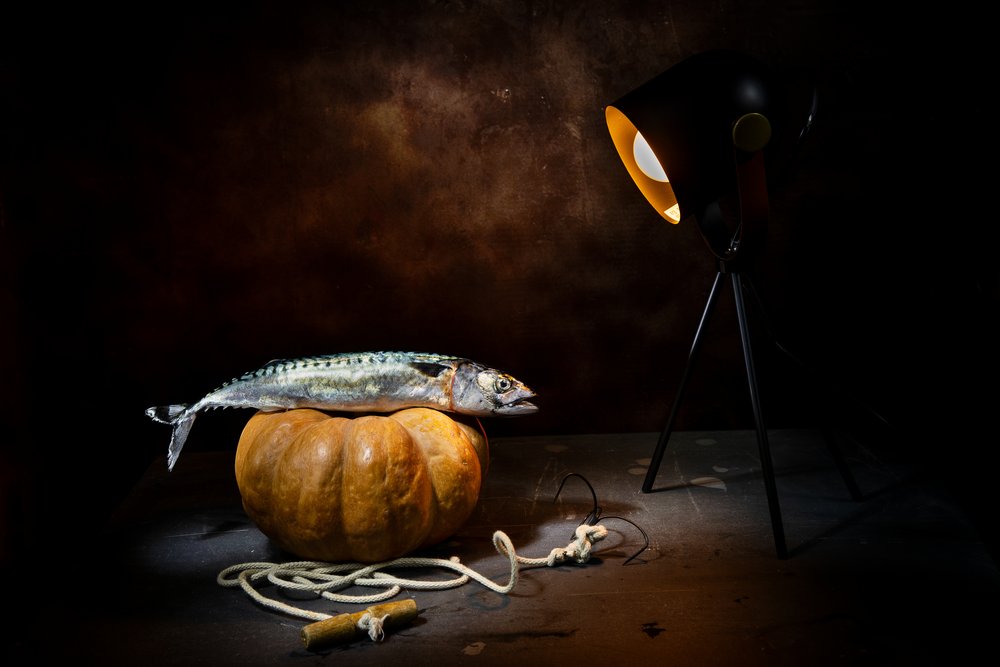Pescado y calabaza espectaculares de Felice Angelino
