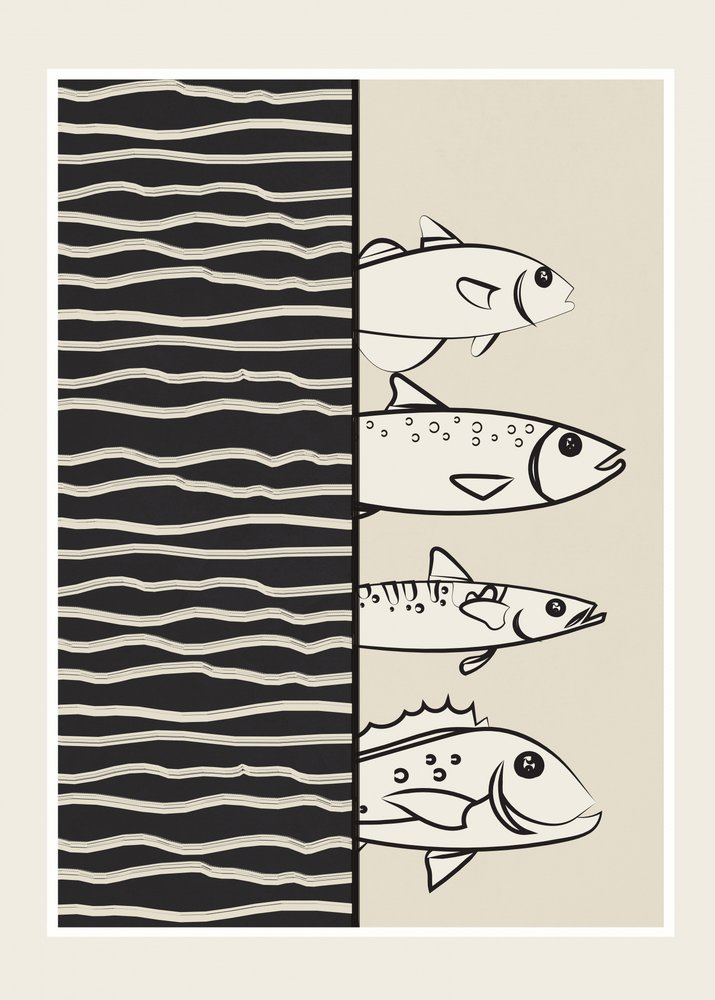 Ilustración de un pez nadando de Flow Line