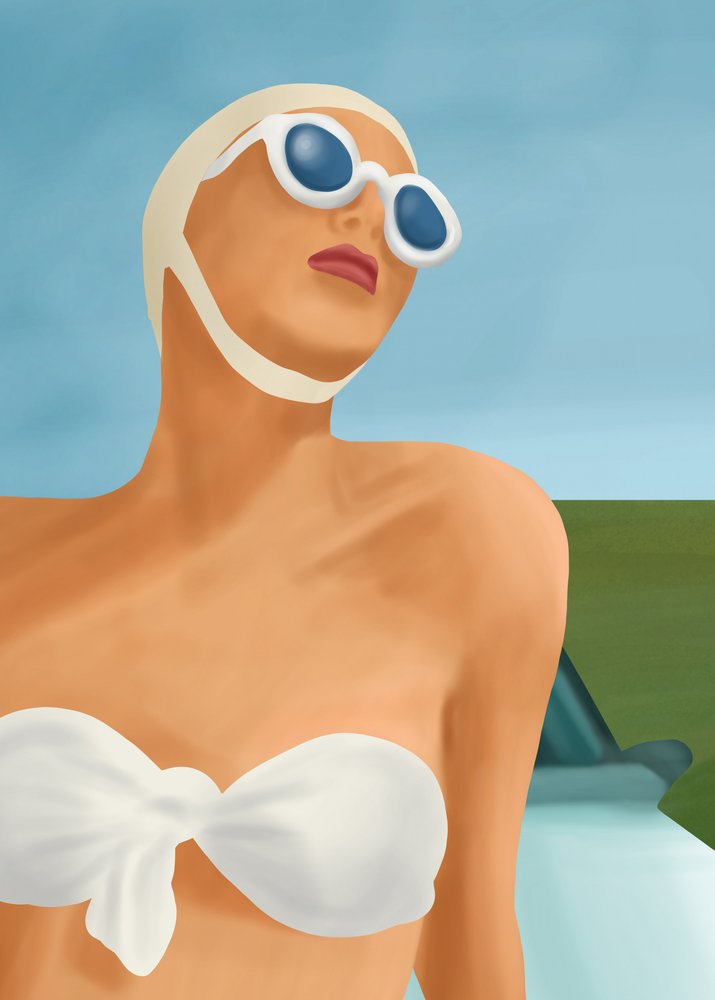 Nadadora retro de verano de Flow Line