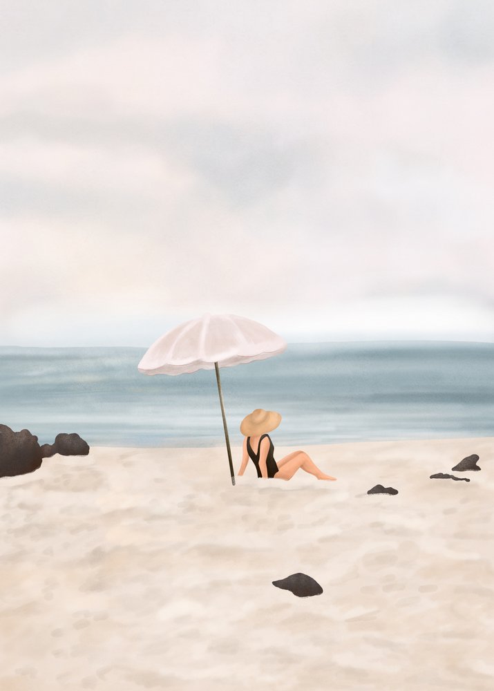 Escena tranquila en la playa de Flow Line