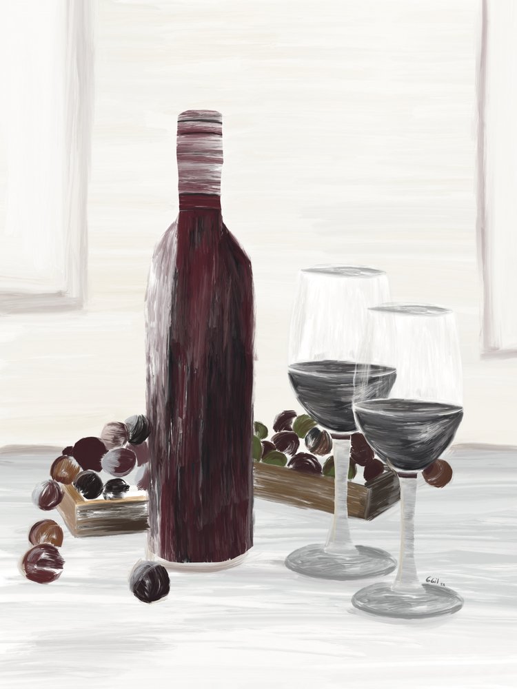 Naturaleza muerta clásica con vino de GIovanna Gil Alves