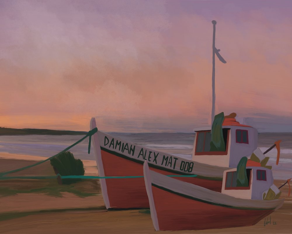 Barcos de pesca al atardecer de GIovanna Gil Alves