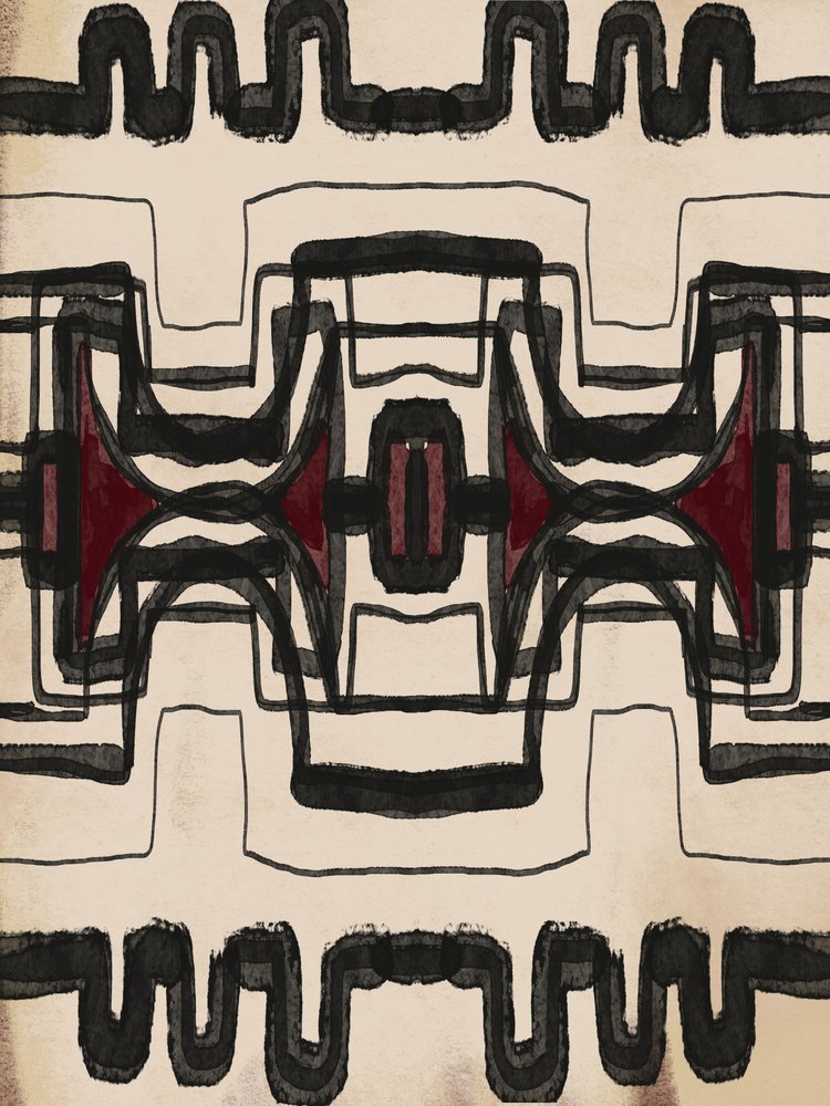 Geometría tribal roja de Gemma Bardot