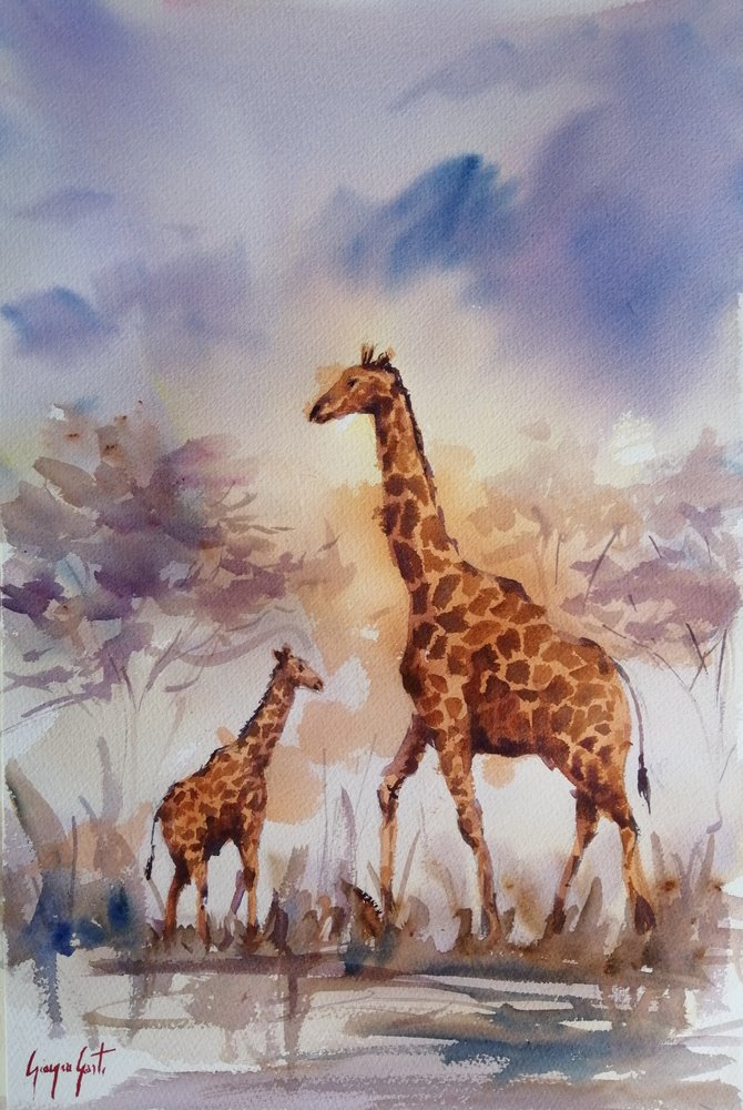 La familia de las jirafas africanas de Giorgio Gosti