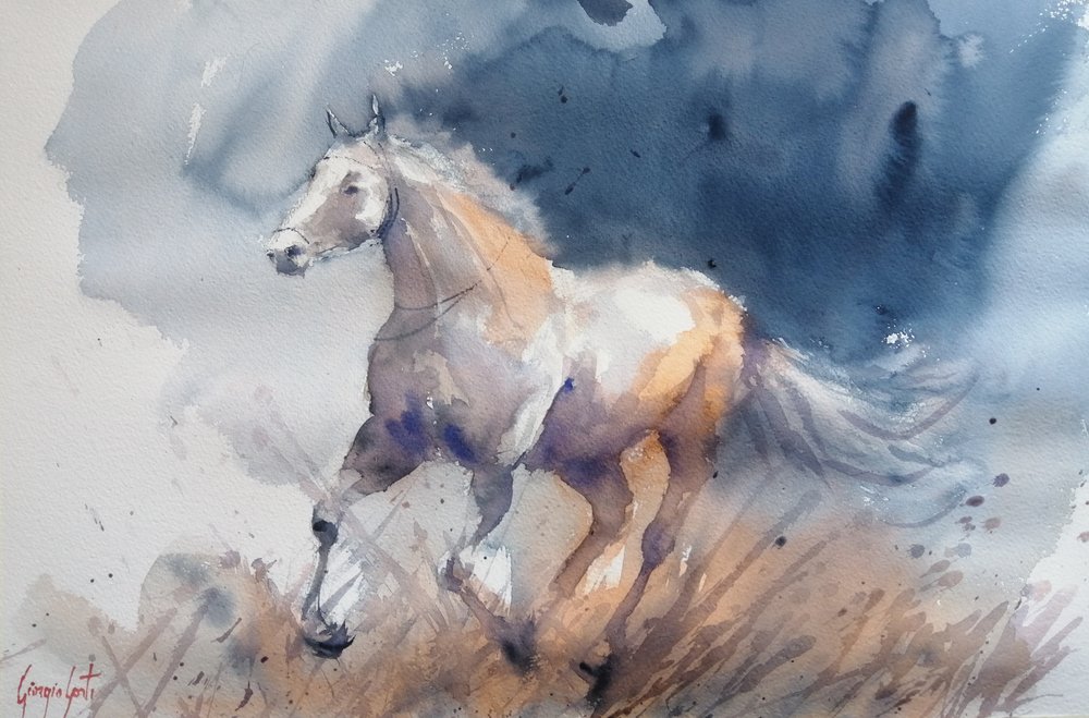 Caballo enérgico azul de Giorgio Gosti