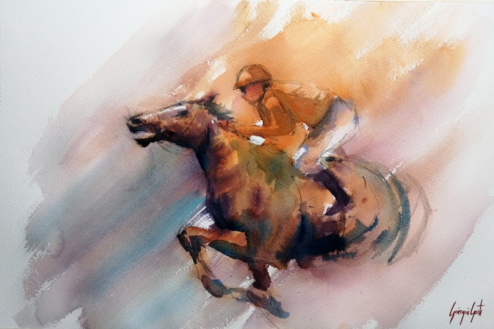 Acción de caballos de carreras al galope de Giorgio Gosti