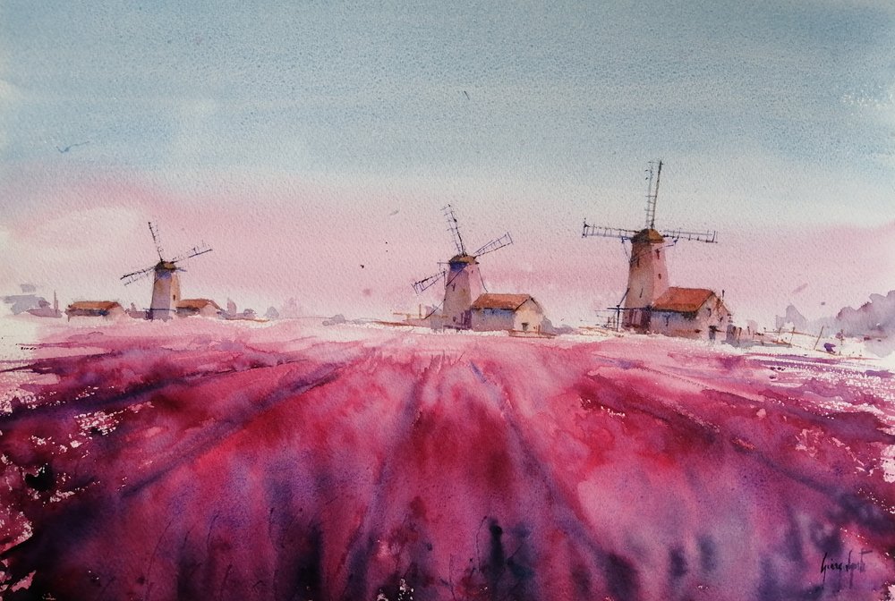Paisaje con molino de lavanda de Giorgio Gosti