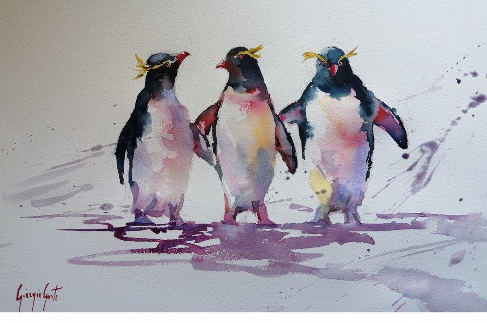 Amigos pingüinos juguetones de Giorgio Gosti