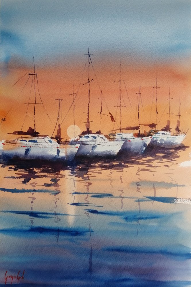 Veleros al atardecer de Giorgio Gosti