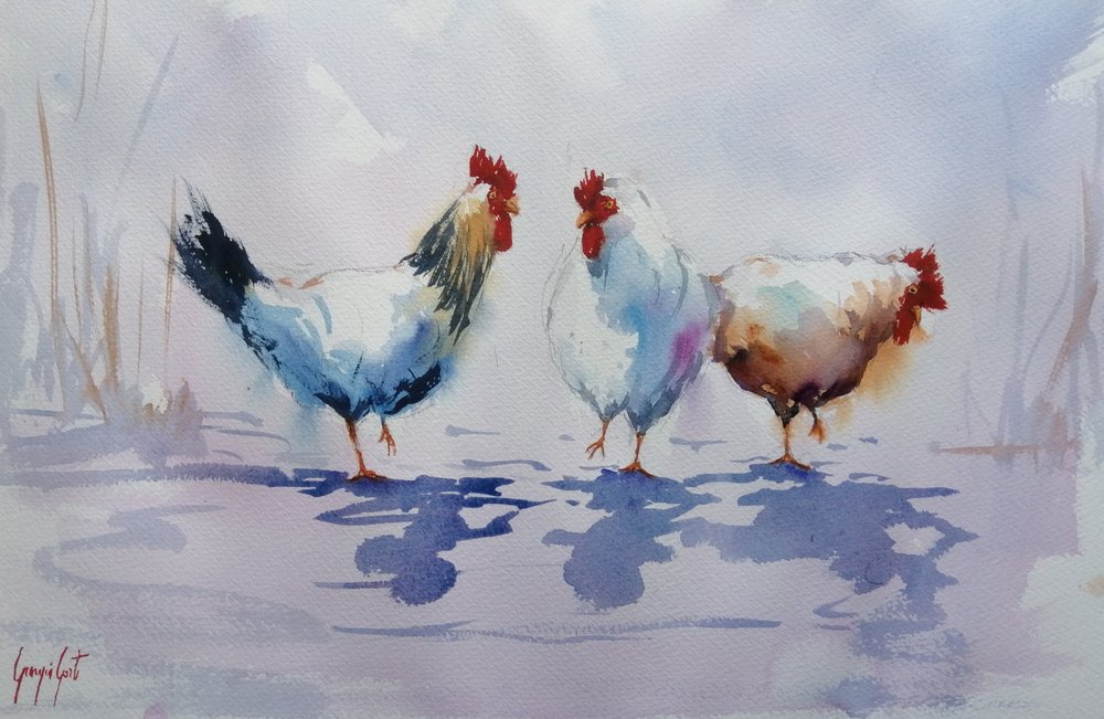 Tres gallinas de corral de Giorgio Gosti