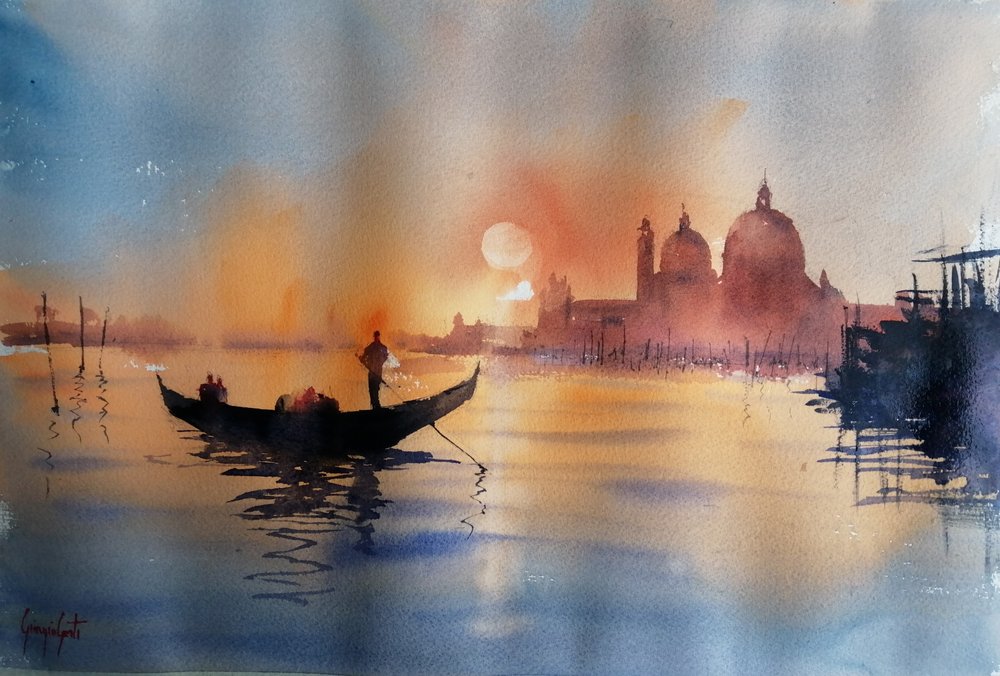 Góndola al atardecer en Venecia de Giorgio Gosti