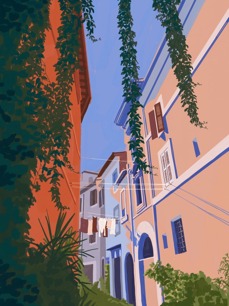 Una encantadora calle europea de Goed Blauw