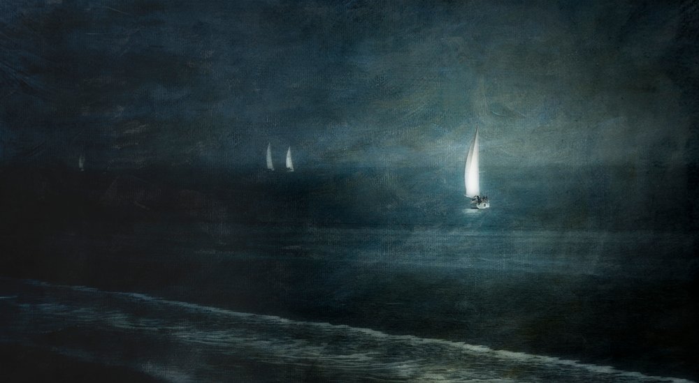 Veleros por la noche de Greetje van Son
