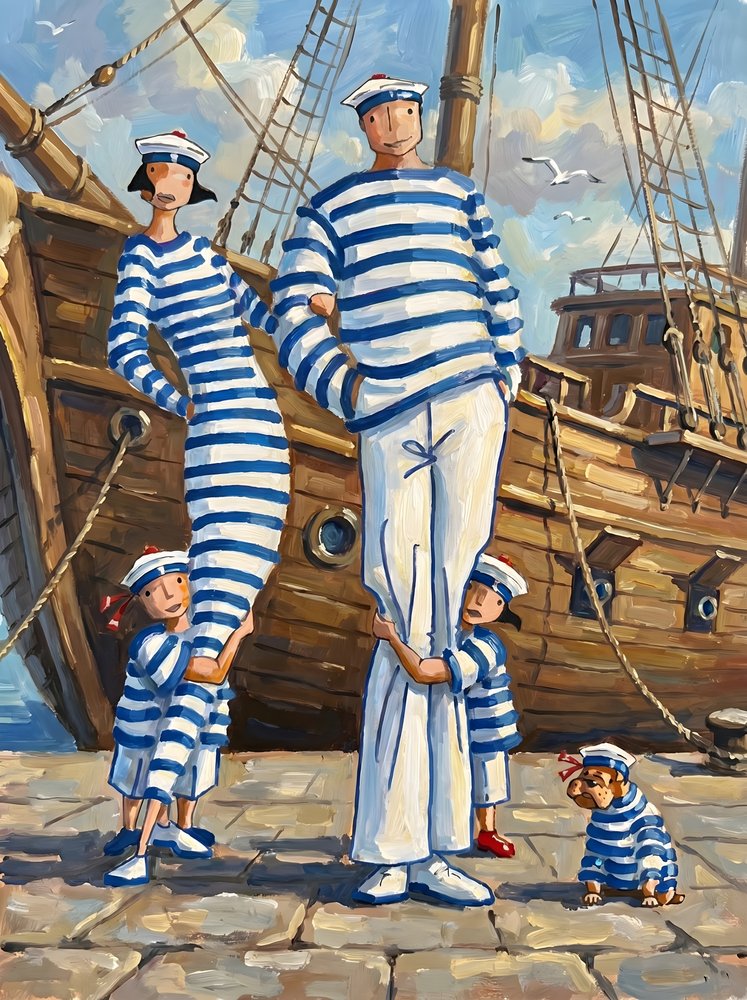 La familia de los marineros a rayas de HUGO