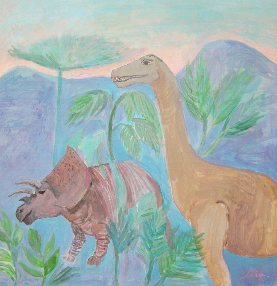 Paisaje de dinosaurios apacibles de Iria Fernandez