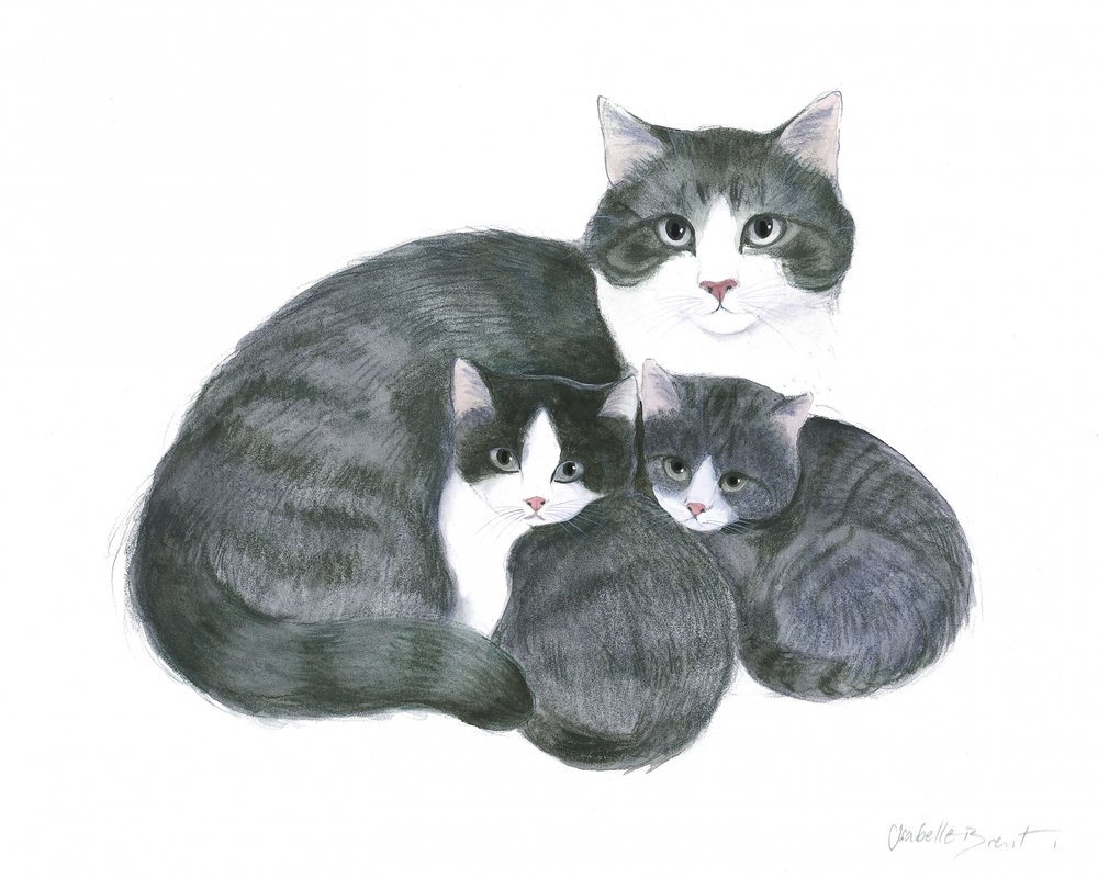 Gata y dos gatitos de Isabelle Brent
