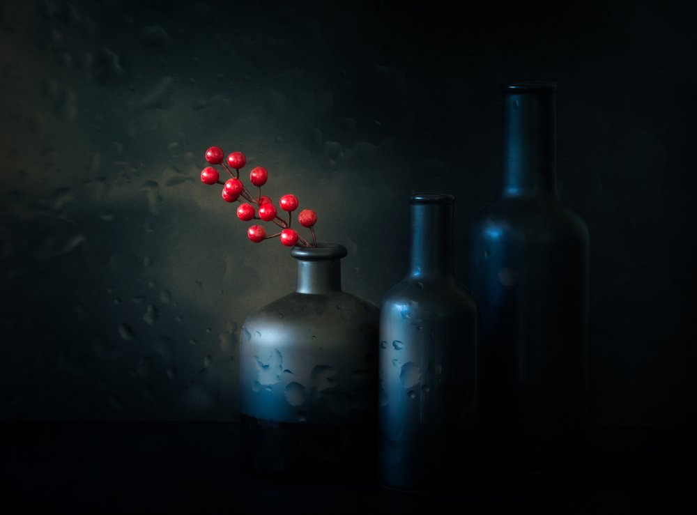 Naturaleza muerta con bayas rojas de Moody de Jacqueline Hammer