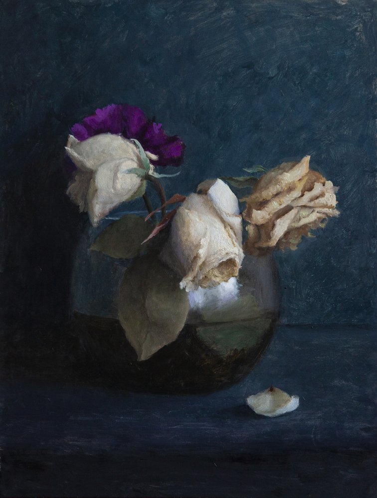 Naturaleza muerta floral oscura de James Zamora
