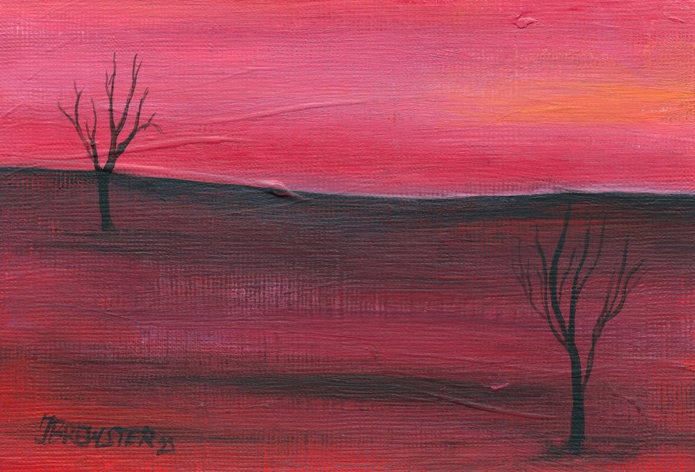 Árboles desnudos, cielo rojo de Janine Brewster