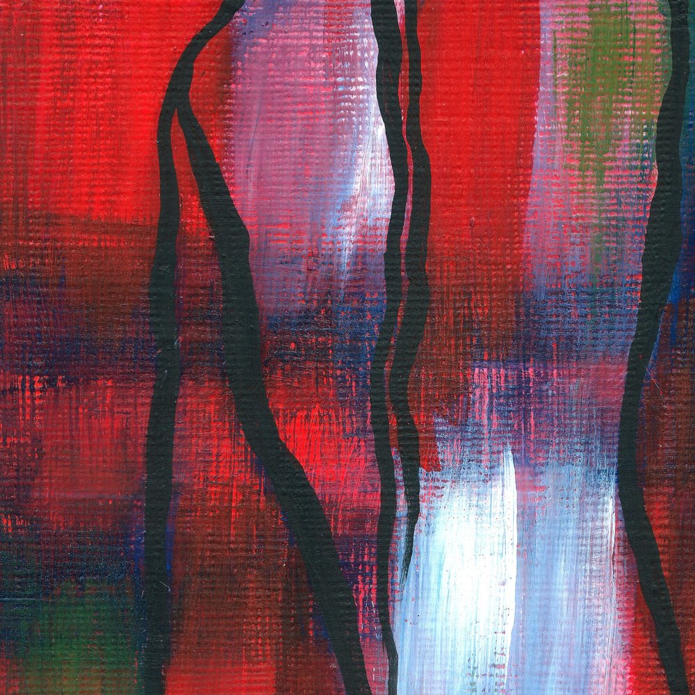 Líneas rojas abstractas y dinámicas de Janine Brewster