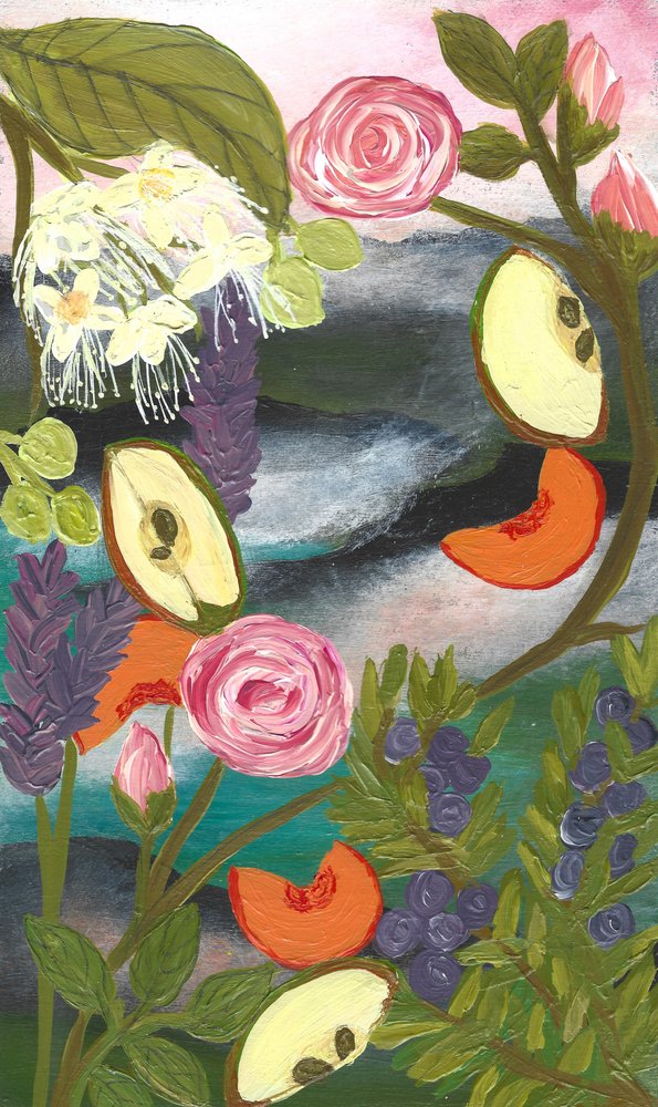 Frutas de jardín de colores vivos de Janine Brewster