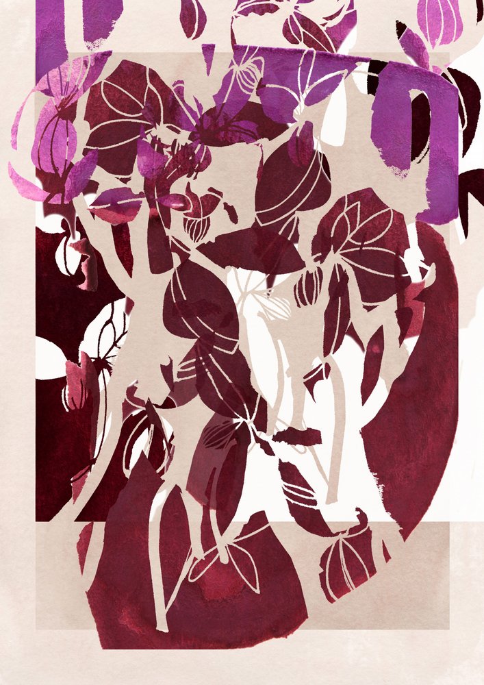 Flores abstractas en magenta de Jenja Braun