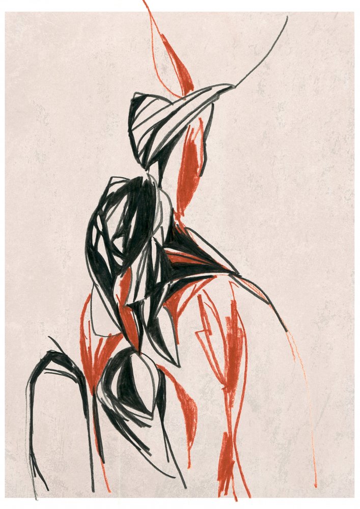 Forma dinámica en rojo y negro de Jenja Braun