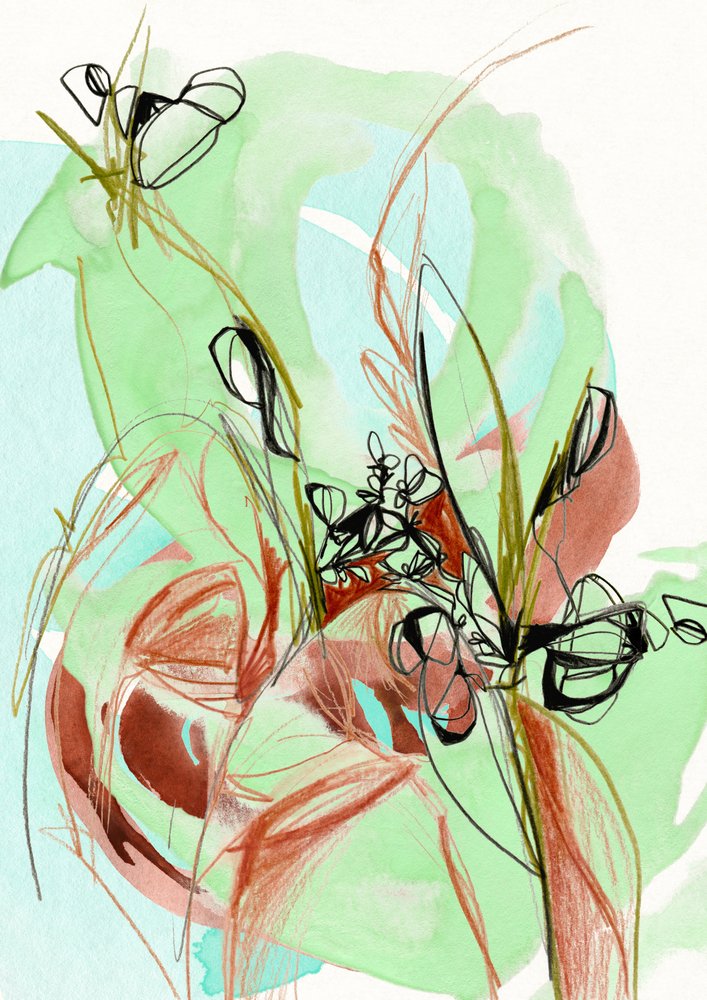 Verde floral fluido de Jenja Braun