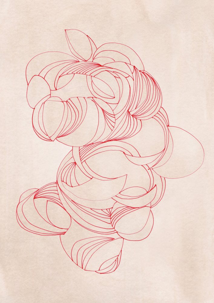 Diseño orgánico y fluido en rojo de Jenja Braun