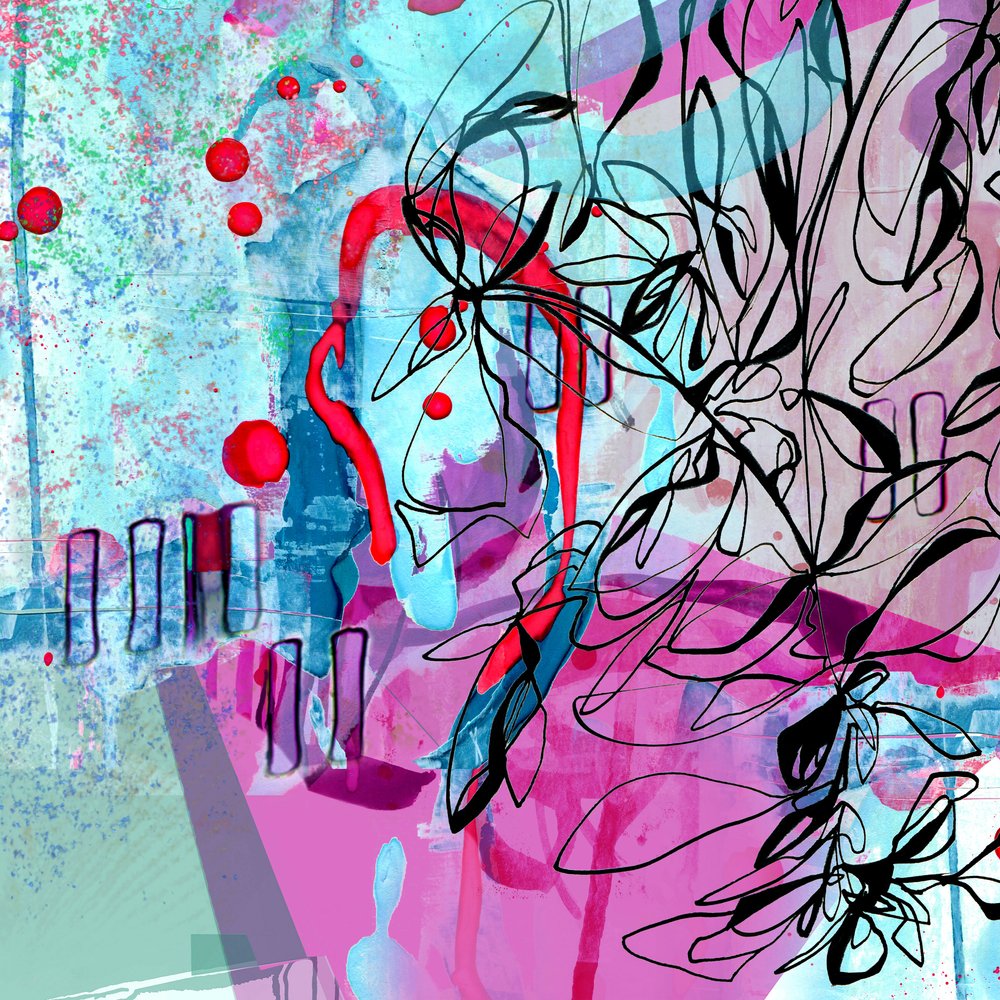 Abstracto en rosa y azul vivos de Jenja Braun