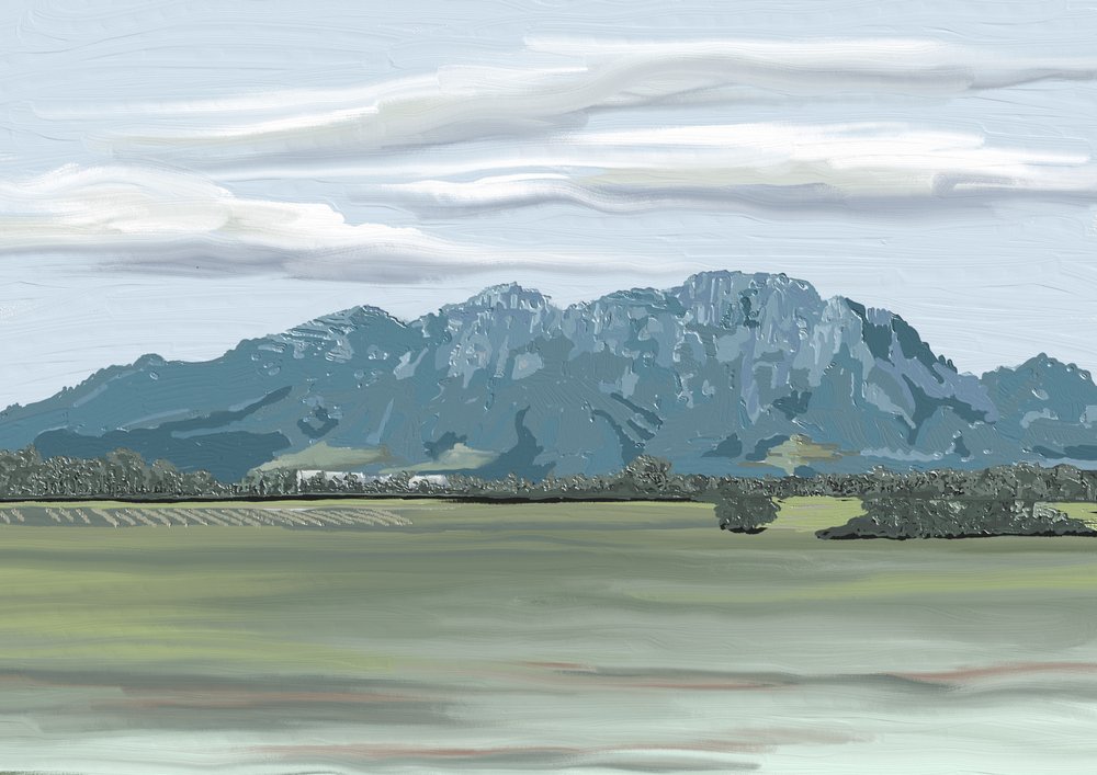 Paisaje de montañas lejanas de Jenna Alheit