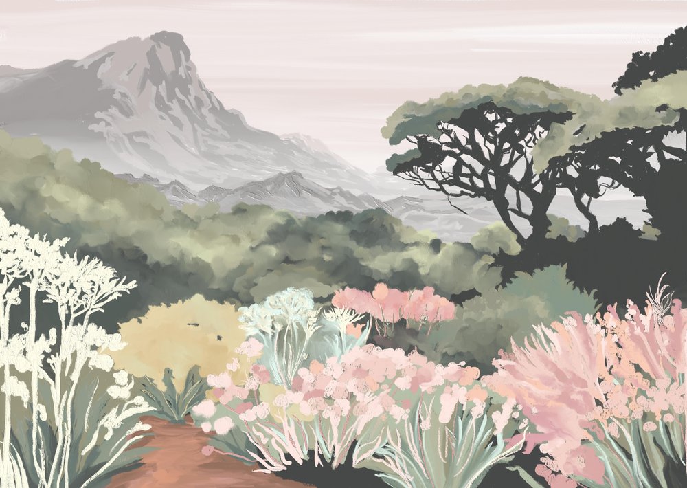 Paisaje montañoso en flor de Jenna Alheit