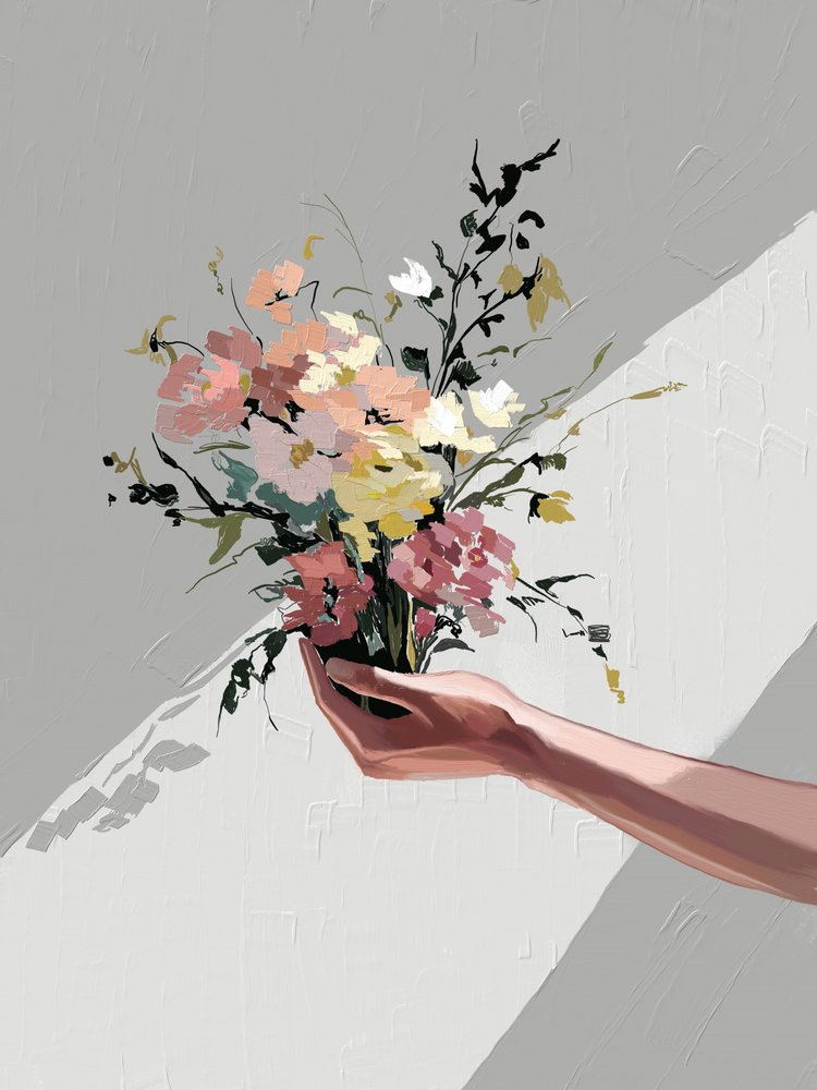 Con flores en la mano de Jenna Alheit
