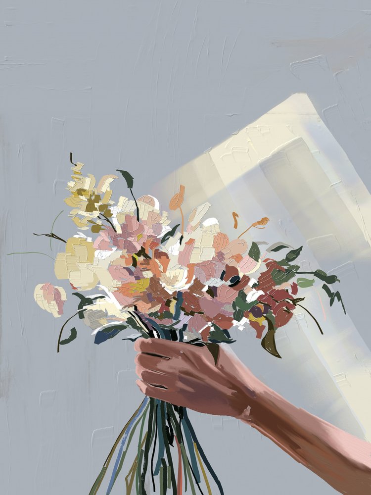 Mano con flores de pastel de Jenna Alheit