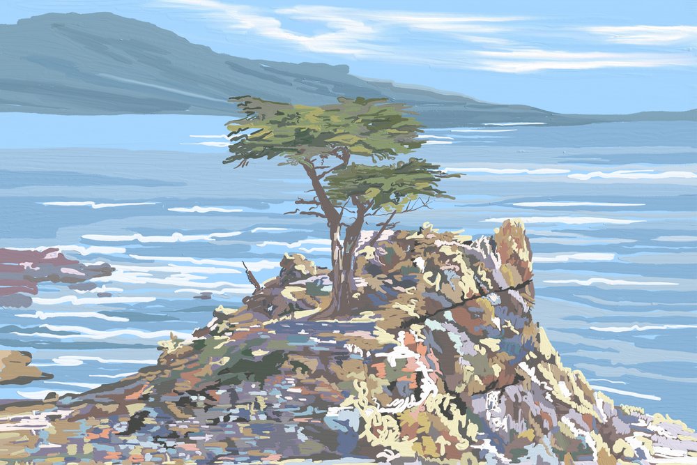 Lone Cypress, acantilado junto al mar de Jenna Alheit