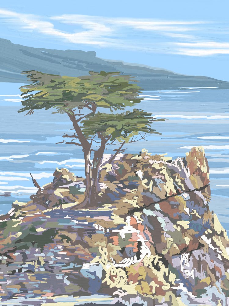 Lone Cypress con vistas al mar de Jenna Alheit