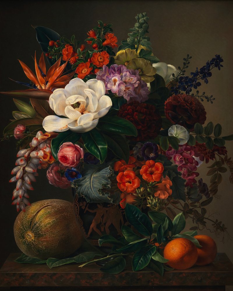 Un jarrón con flores de Johan Laurentz Jensen