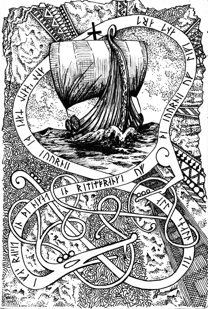 Barco largo rúnico nórdico de Johan Liewendahl