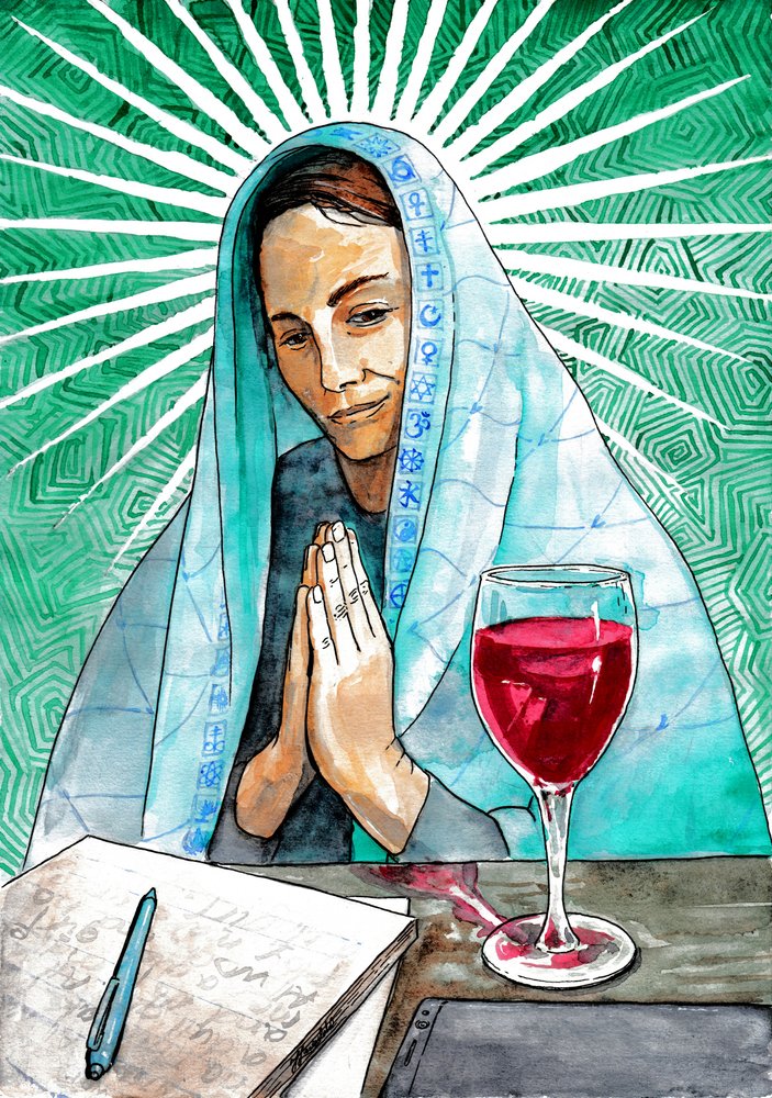 Mujer espiritual en actitud contemplativa de Johan Liewendahl