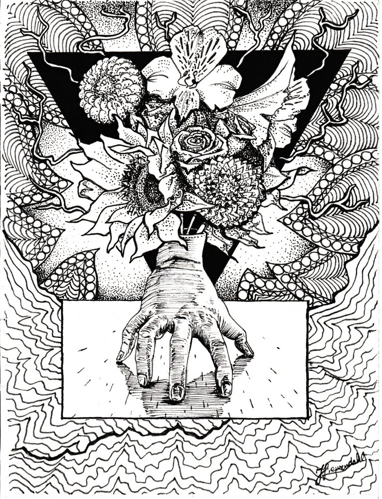 Reflejo floral surrealista de una mano de Johan Liewendahl