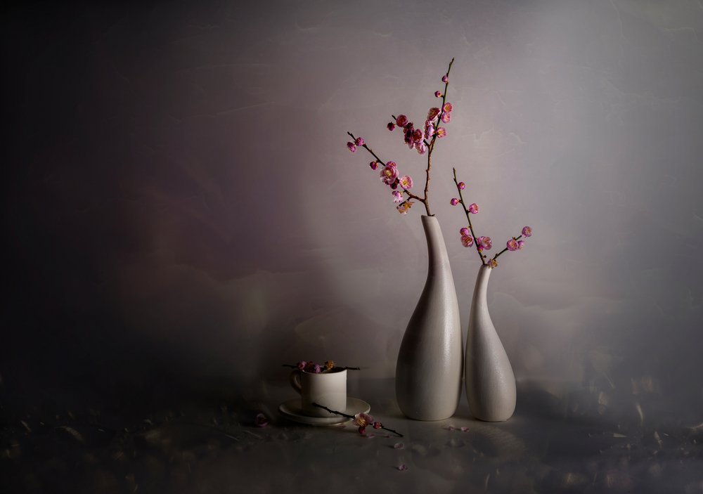 Naturaleza muerta con flores de primavera de John-Mei Zhong
