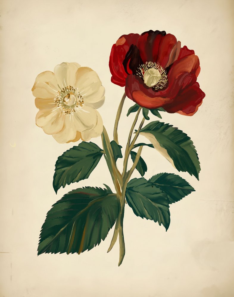 Elegantes flores rojas y amarillas de Josie George
