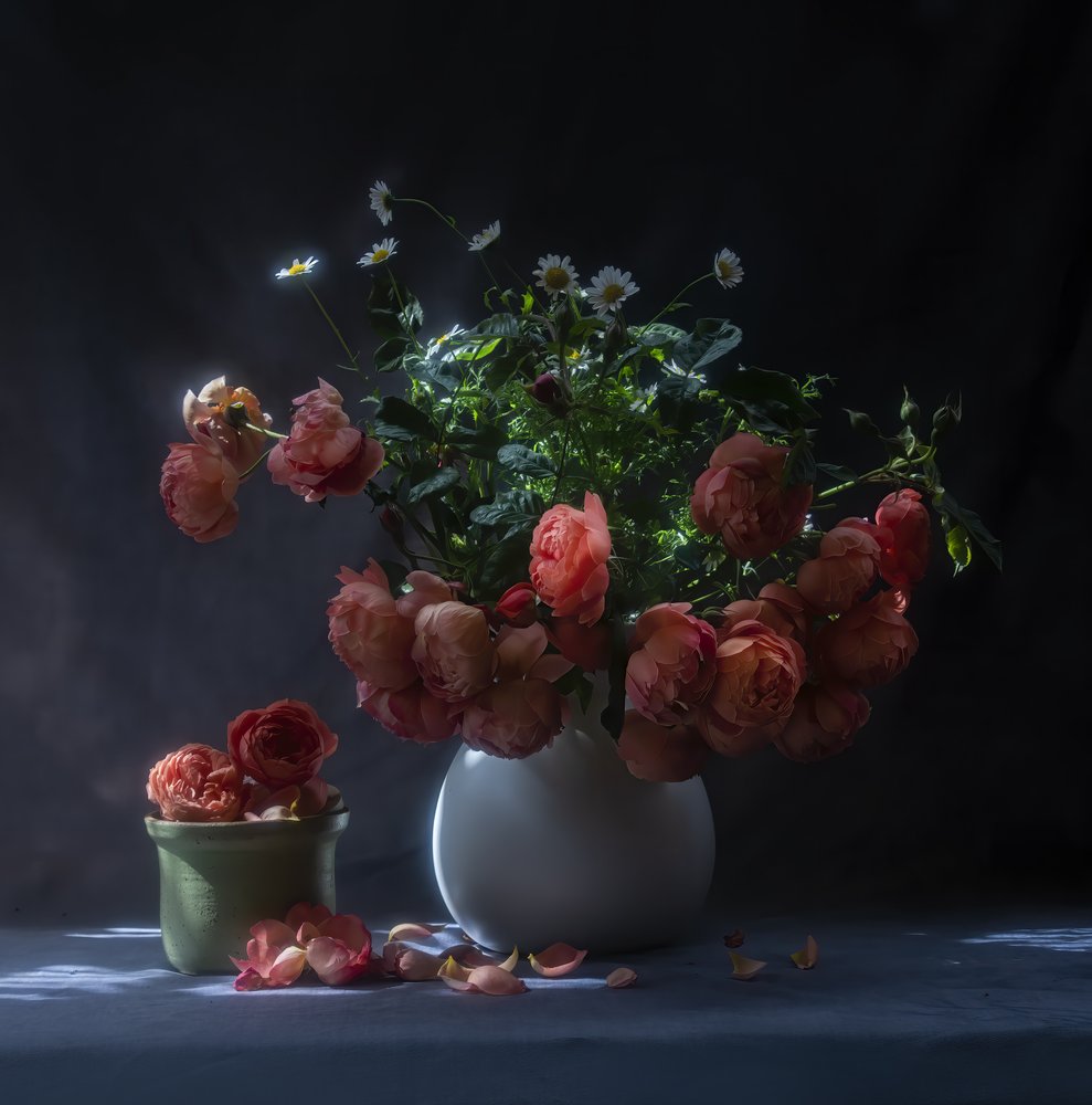Naturaleza muerta con rosas melancólicas de Judy Tseng
