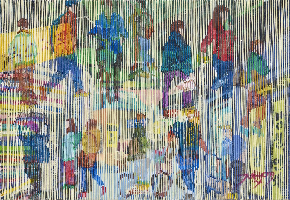 Multitud urbana abstracta de Jukyong Park