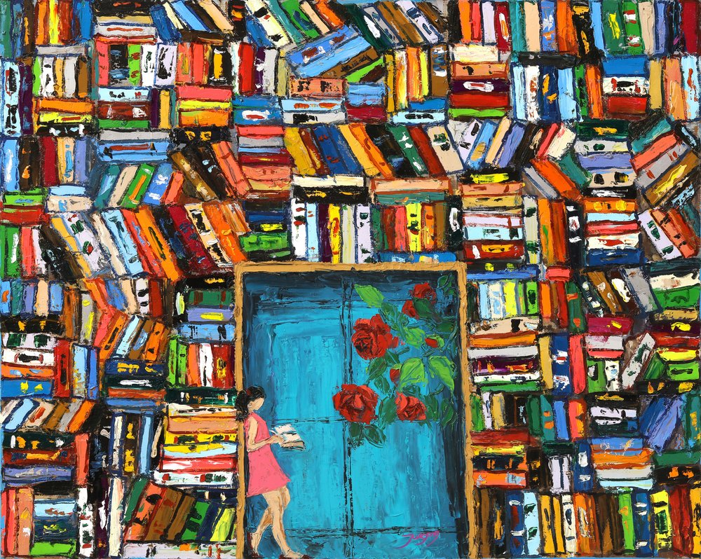 Puerta de la biblioteca llena de color de Jukyong Park