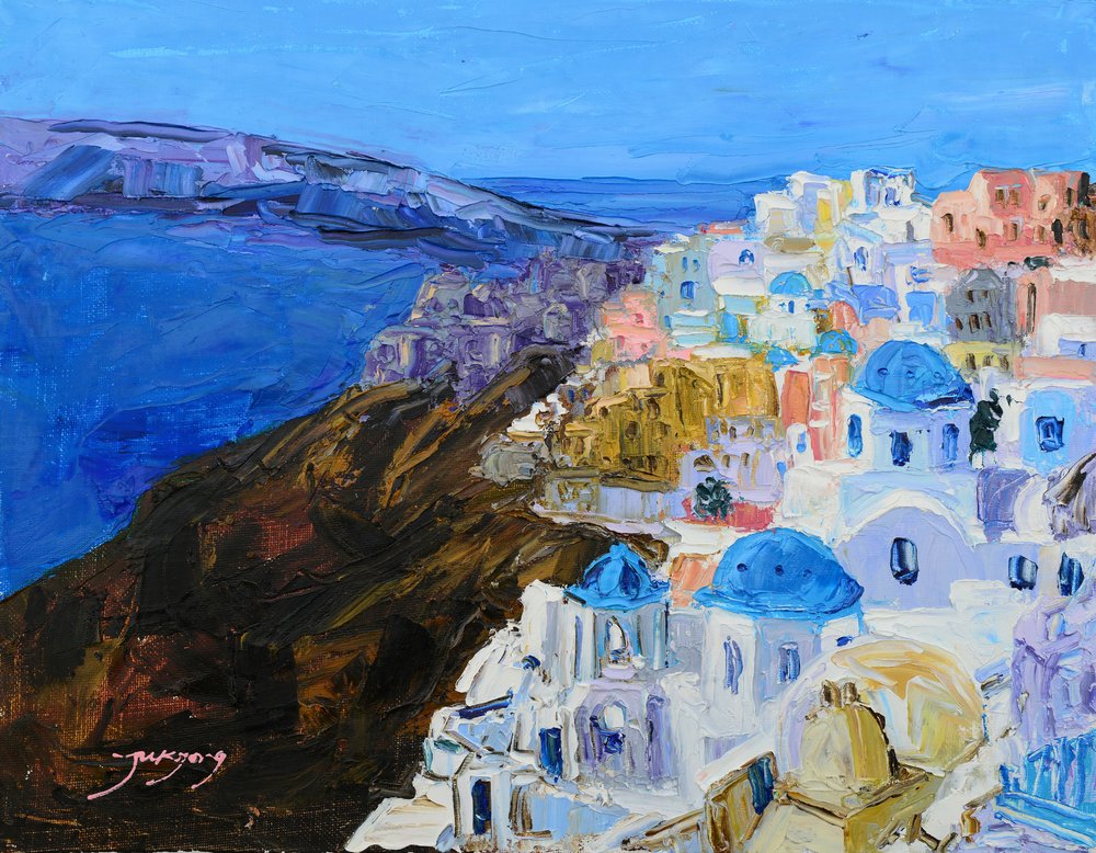 Las cúpulas azules de Santorini de Jukyong Park