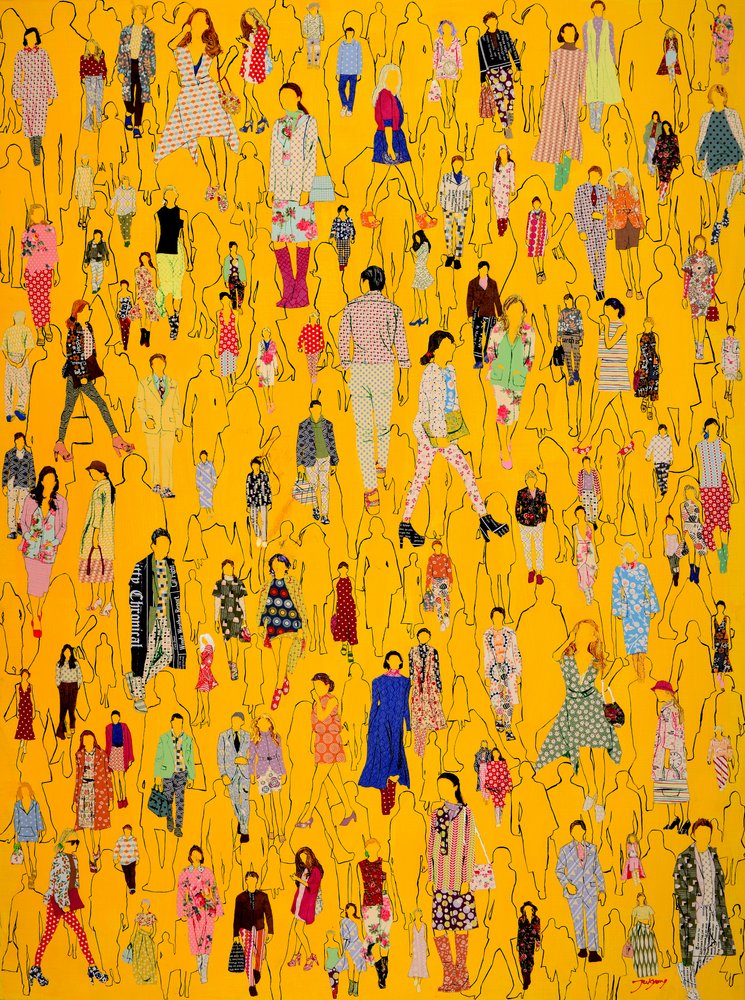 Multitud de moda amarilla de Jukyong Park